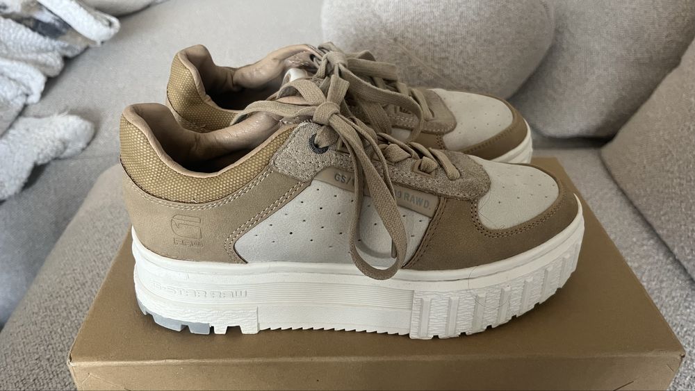 G-STAR  Спортни обувки с равна платформа и велур, Бежов, Camel