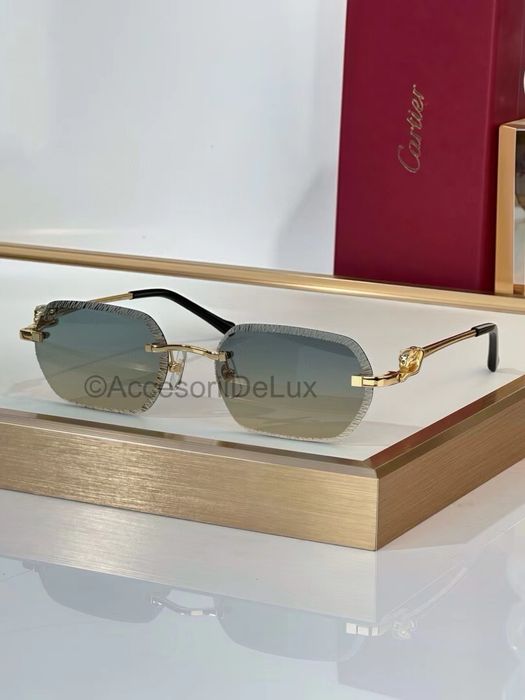 Ochelari de Soare Cartier CT0601S Noi Full Box Panthere Verificare Colet Gold
