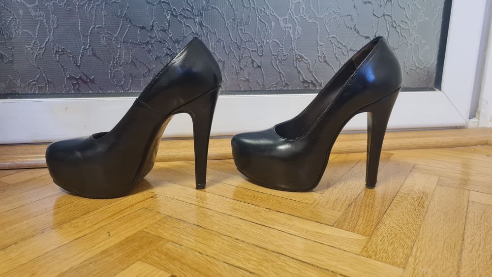 Pantofi piele naturala toc 12 cm 35