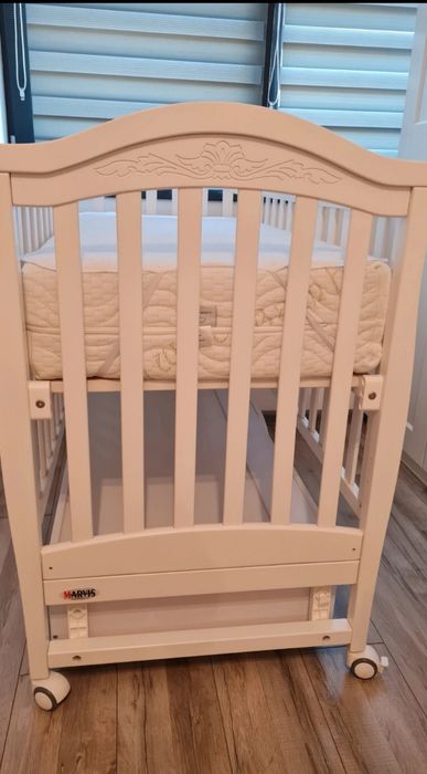 Pătuț Marvis Premium Timisoara 120x60 cm + Saltea BestSleep + Protecție saltea
