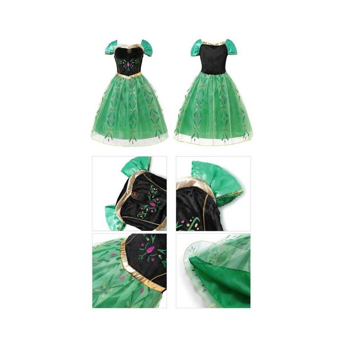 Rochita printesa Anna din Frozen, Verde, 3-8 ani