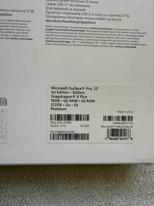 Microsoft Surface Pro 12  16/512 GB SIGILATA