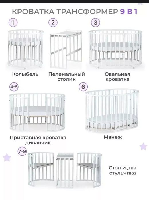 Кроватка детская 9в1