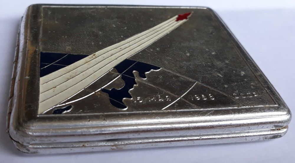 калъф за цигари Стартиране на сателит Спутник-3. СССР. 15-05-1958