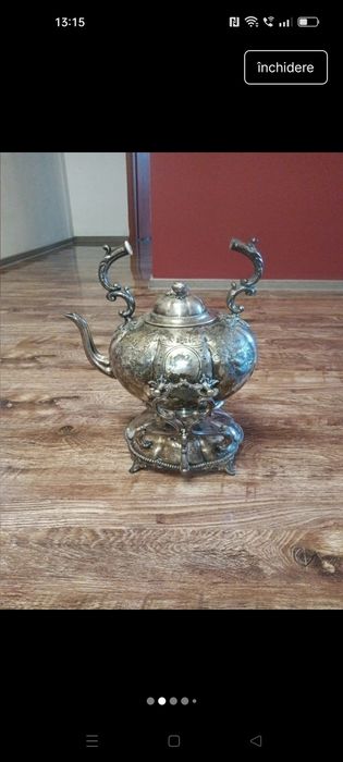 Ceainic placat cu argint masiv