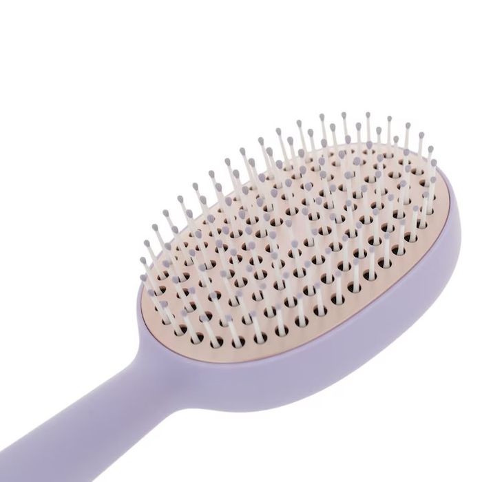 Четка за коса със самопочистващ се бутон Omnia, лилава
