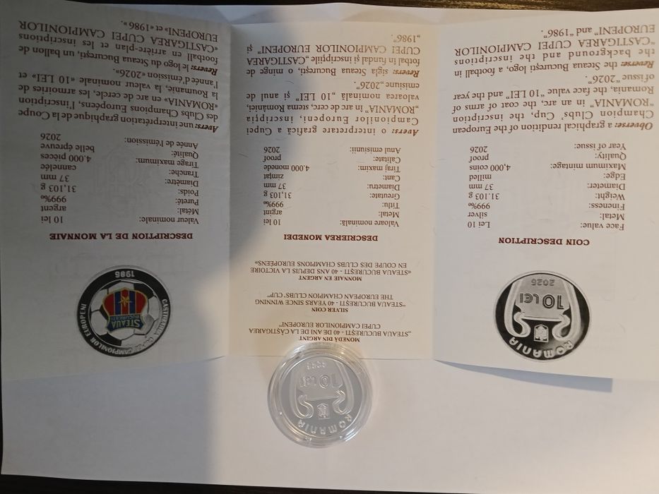 Moneda 10 lei Steaua Bucuresti