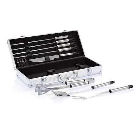 NOU Set accesorii gratar in cutie aluminiu otel inox ideal cadou