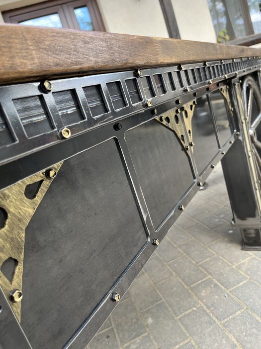 Birou industrial robust otel brut di lemn natural pe comanda.