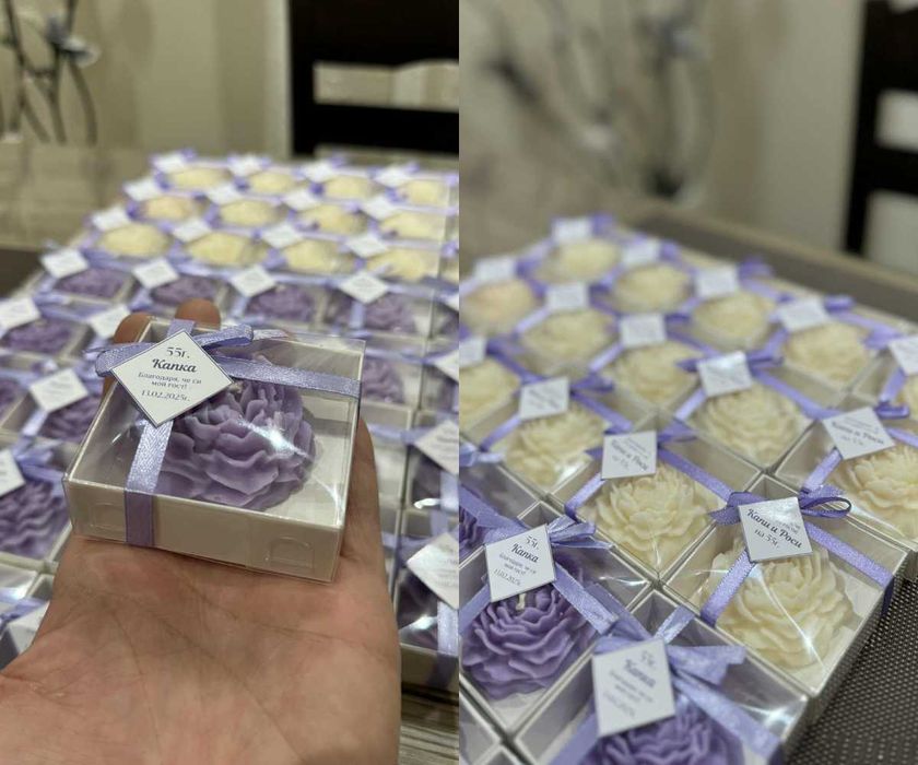 Подаръци за гости свещи божур за сватбa кръщениe рожден ден бал юбилей