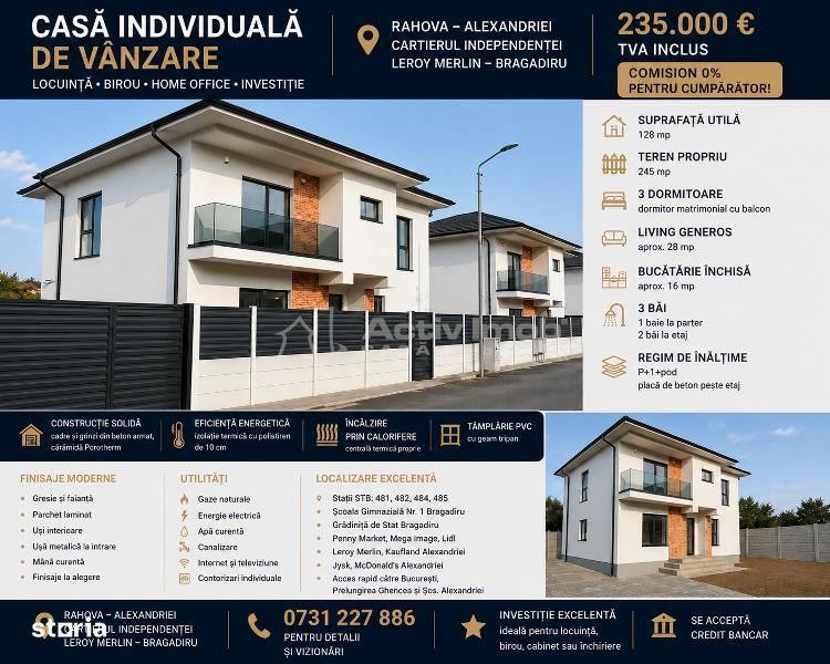 Casa individuala Premium - Locuinta -  Birou - Rahova – Alexandriei  –