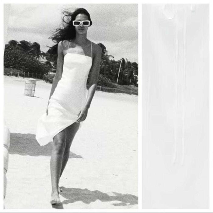 Zara Rochie midi spate gol  alb ecru Oyster albă lunga in, decupaj la spate