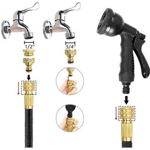 Градински маркуч с воден пистолет, 8 функции и дължина от 15 метра