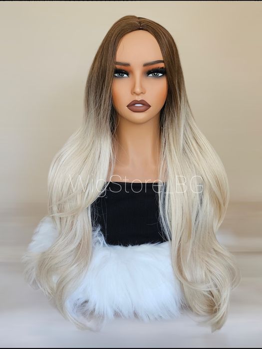 Руса омбре перука без бретон на леки вълни