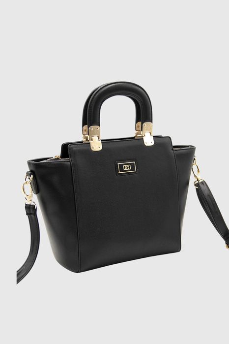 НОВО! ЛИКВИДАЦИЯ! Голяма твърда дамска чанта в цвят черно Silver&Polo