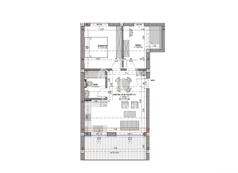 Ap. la cheie cu 3 camere cu terasa si aer conditionat - jaluzele elctr