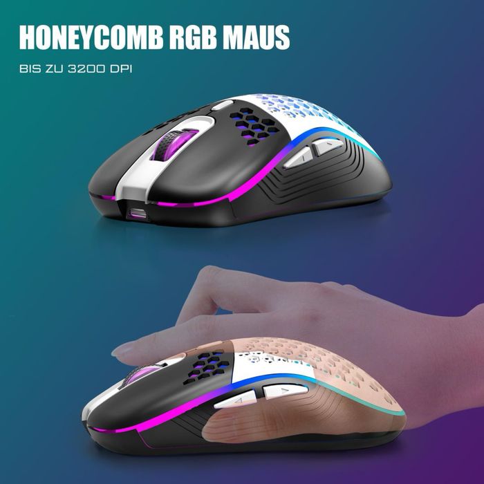 RedThunder Tastatură și Mouse Gaming Wireless TKL – Negru și Alb
