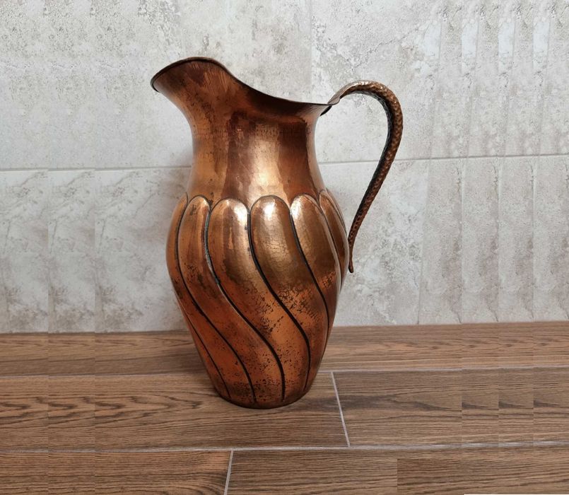 Carafa mare cupru, vaza 52 cm vintage, deosebita