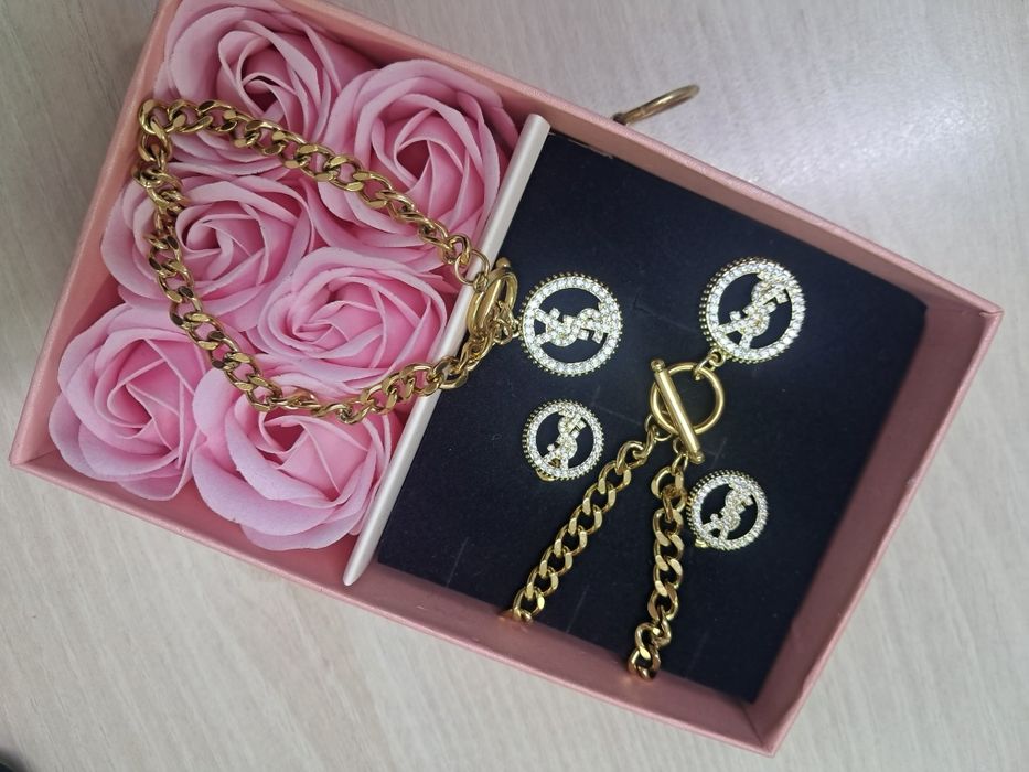 Set dama format din lanț, bratara și cercei