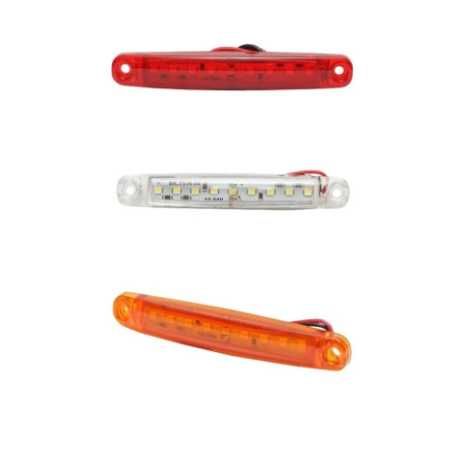 10 x Lampa laterala auto - camion 9 SMD 12–24V - ROSU