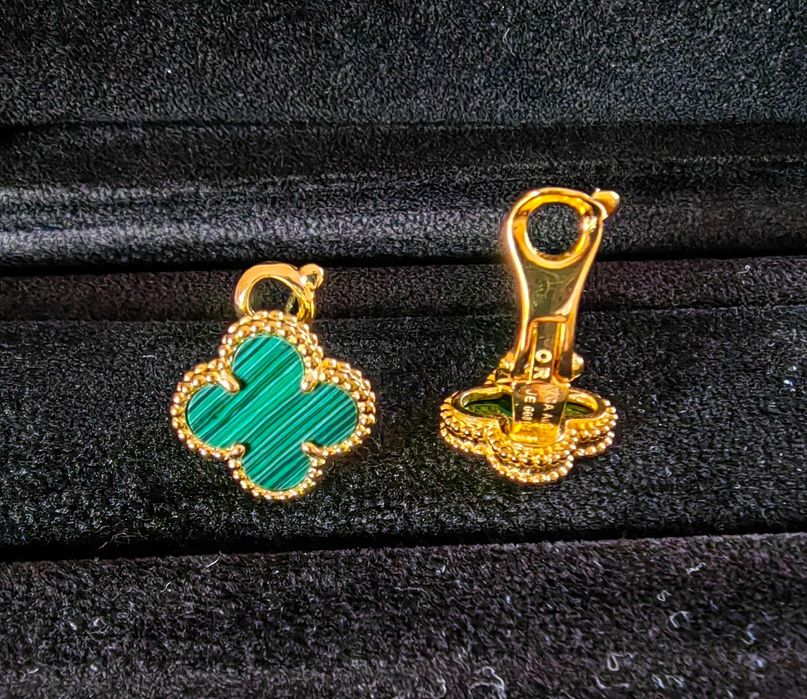 Златни дамски обеци, Vintage Alhambra earrings, Van Cleef & Arpels VCA