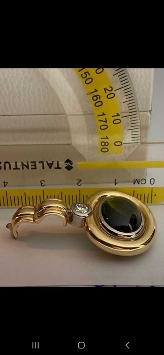 Lant superb aur galben 18k +pandantiv cu turmalin + diamant 0.3ct