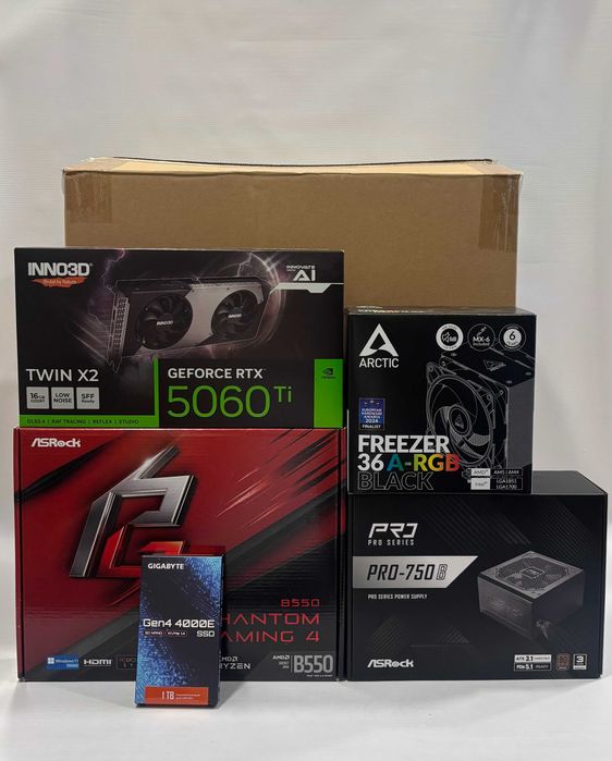 Геймърски компютър AMD Ryzen 7 5700X3D, RTX 5060 Ti 16GB, 32GB ram