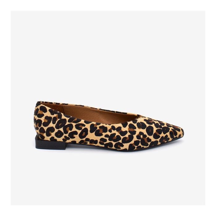 Кожени балеринки Angel Alargon с леопардов принт върху естествен косъм