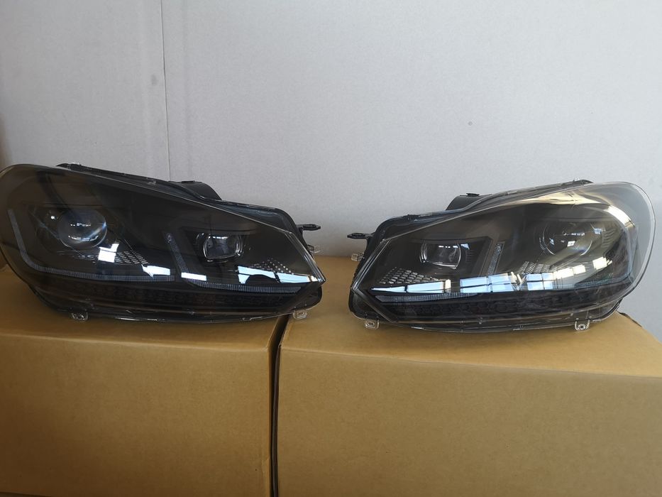 Faruri LED VW Golf 6 - FULL BLACK - 7 facelift look - Semnal dinamic -