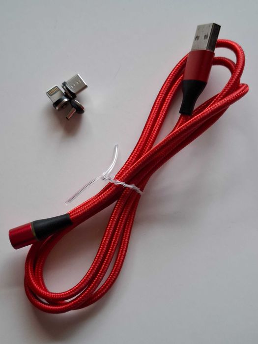 USB кабел за зареждане на телефон,магнитен светещ USB конектор,1 и 3м.