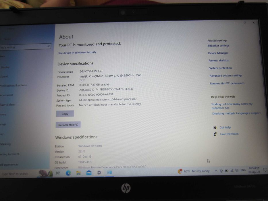 HP Elitebook 8470, procesor I5