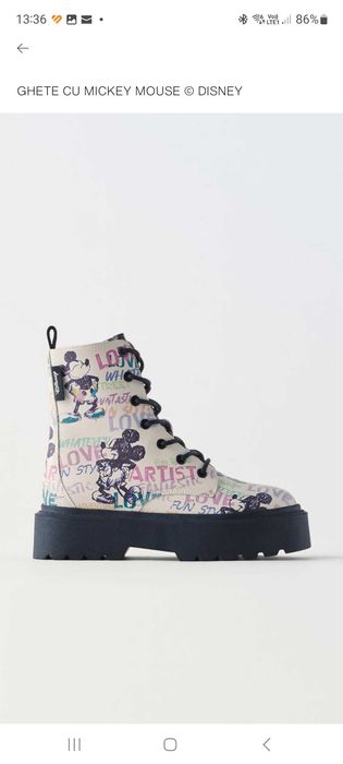 Ghete Mickey Mouse Disney,ZARA,marimea 39