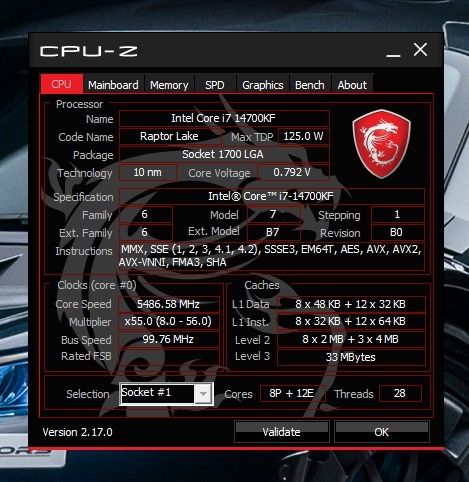 Intel core i7 14700kf 3.4Mhz