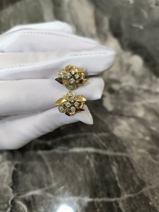 Золотые серьги с бриллиантами 585 СССР