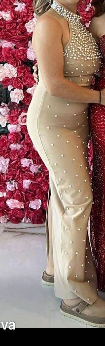 Официална дамска рокля с перли