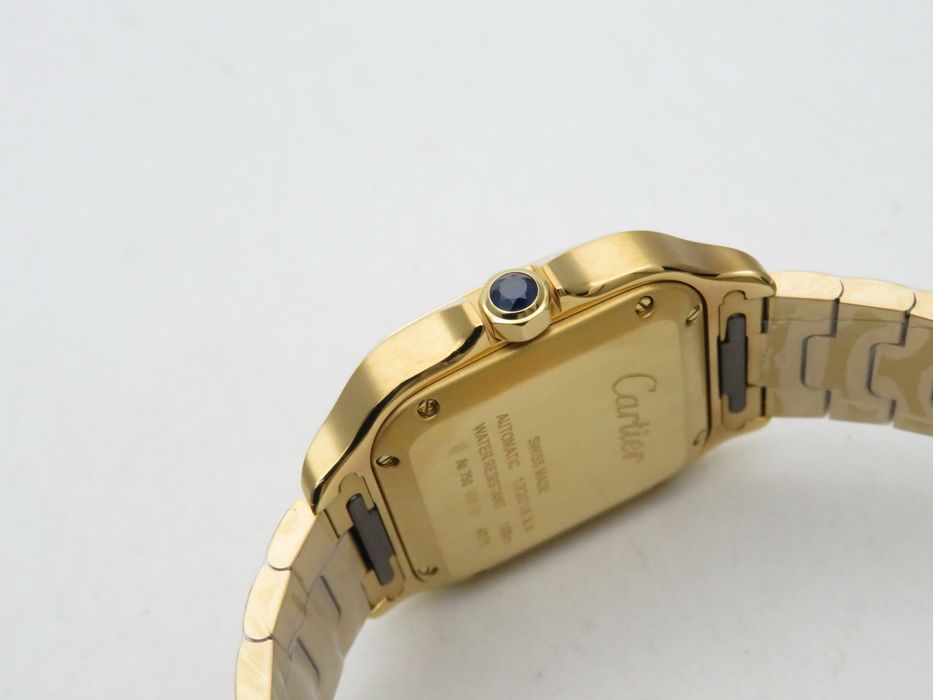 Cartier Santos de Cartier 35mm дамски - жълто злато, бял циферблат, сапфирено стъкло - QC снимки