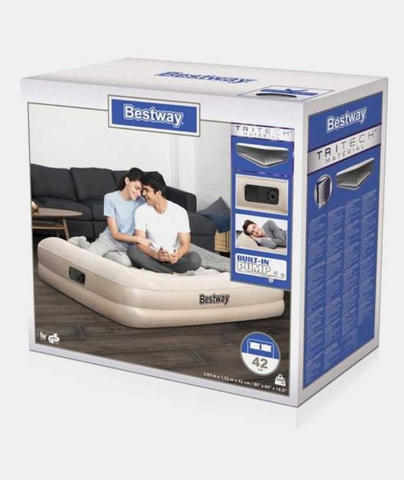 Кровать надувной-203x152x42 см Bestway67696 Насос и Доставка бесплатно