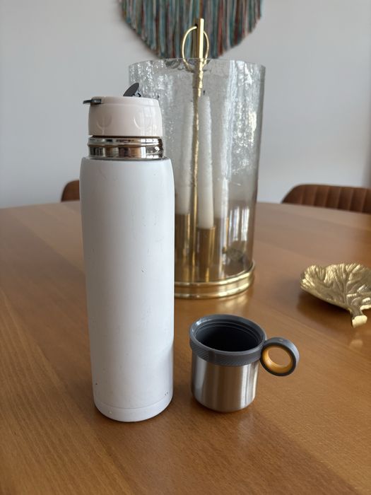 Termos cu pahar integrat, inox, alb