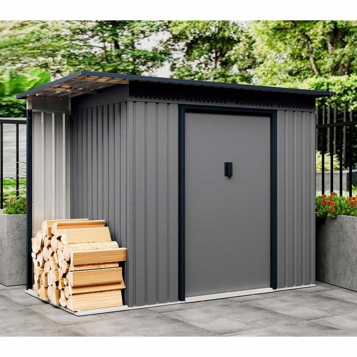 Casuta magazie de gradina 257x142x184 cm, usi culisante, baza metalica