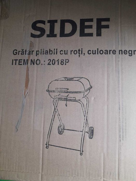 Gratar pliabil cu roti, culoare neagra, nefolosit