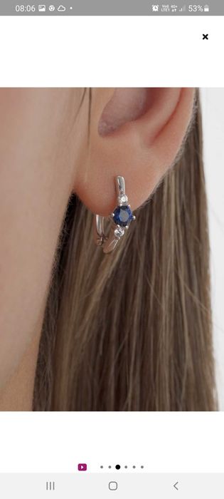 Серьги серебро, с наносапфиром