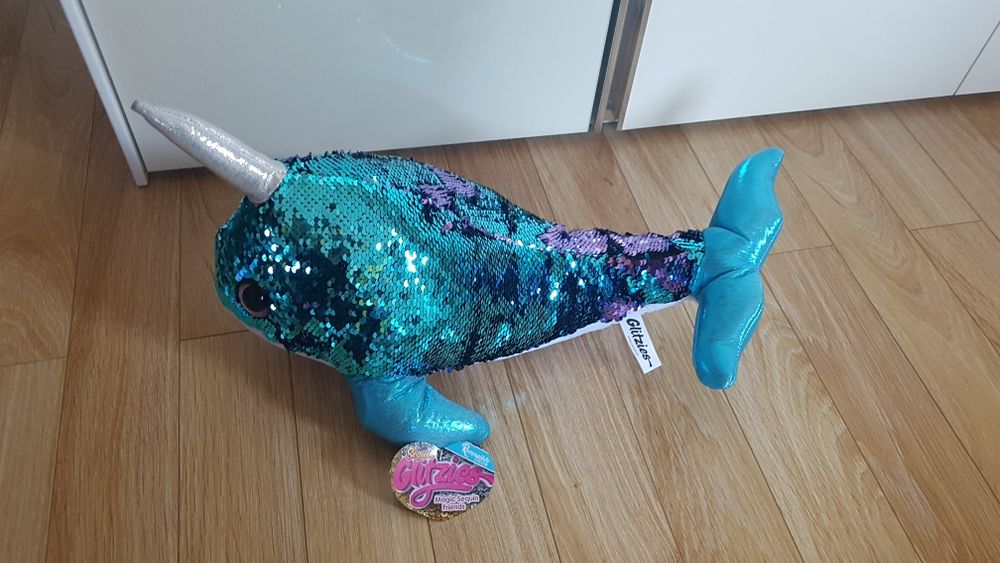 Jucarie de pluș, balenă cu paiete reversibile 45cm NOUĂ