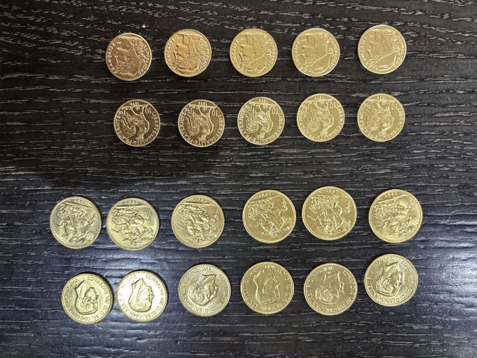 Vand monede placate cu aur de 24k Frank Iosif 4 ducat 1915