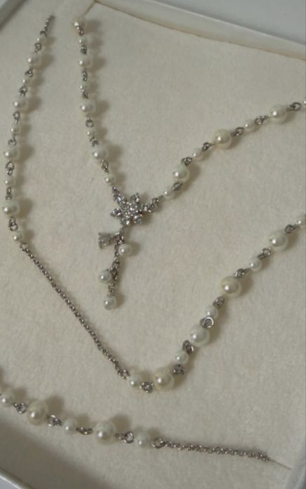 Lantisor /colier argint cu perle