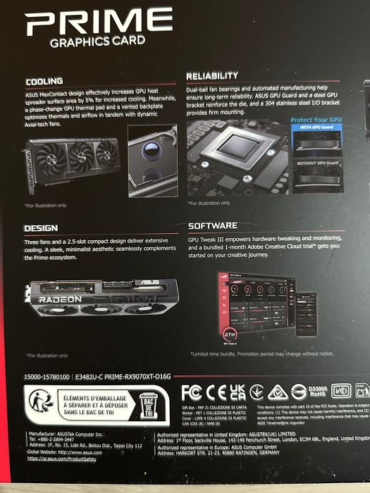 Placă video NOUĂ ASUS PRIME RX 9070 XT 16GB OC – Sigilată ||