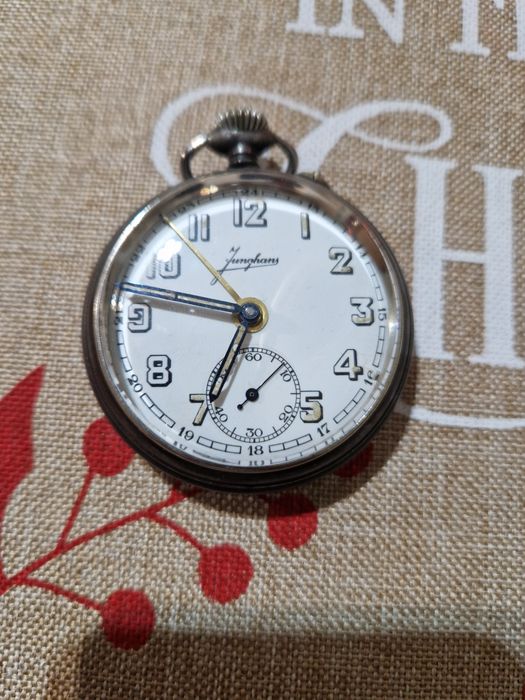 Рядък антикварен колекционерски немски джобен часовник Junghans