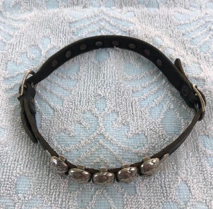 Colier choker din piele choker rock choker cap de mort craniu