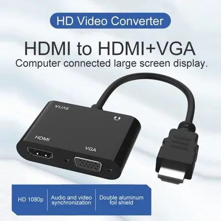 Адаптер переходник Onten HDMI to HDMI + VGA