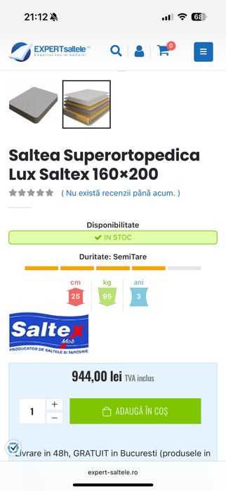 Saltea superortopedica Lux