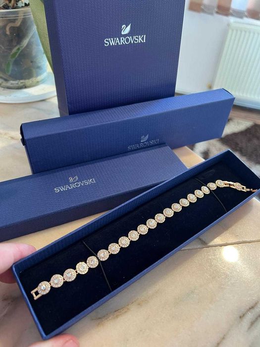 Bratara Swarovsk Model Angelic Tennis Rose/Gold